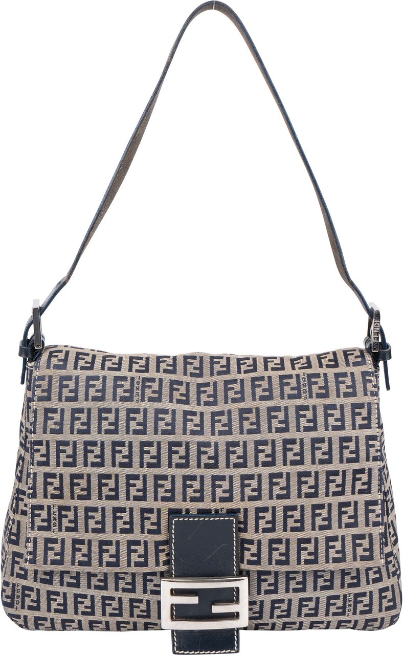 Fendi Fendi FF Monogram Baguette Buckle Shoulder Bag Blauw