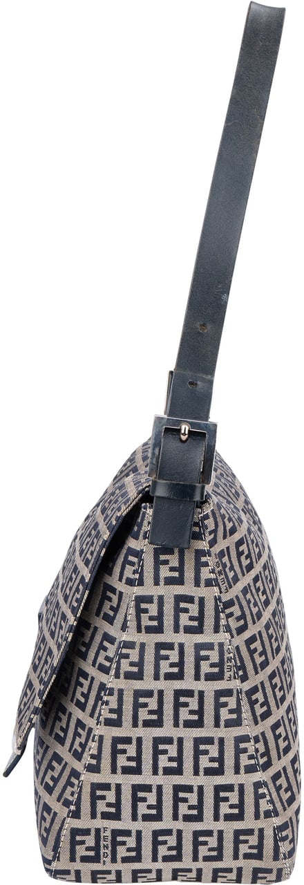 Fendi Fendi FF Monogram Baguette Buckle Shoulder Bag Blauw