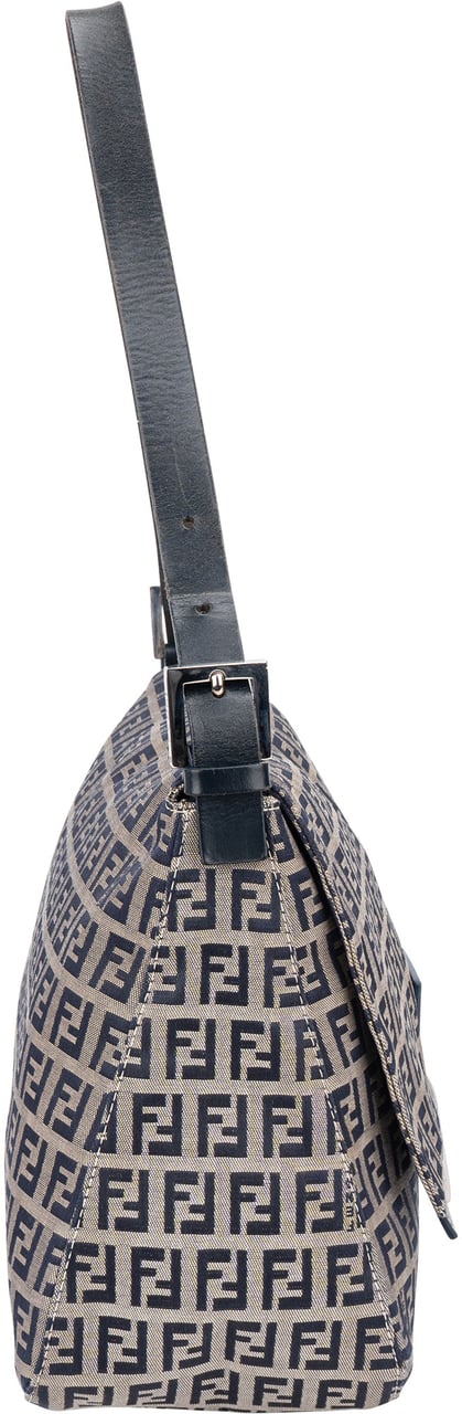 Fendi Fendi FF Monogram Baguette Buckle Shoulder Bag Blauw