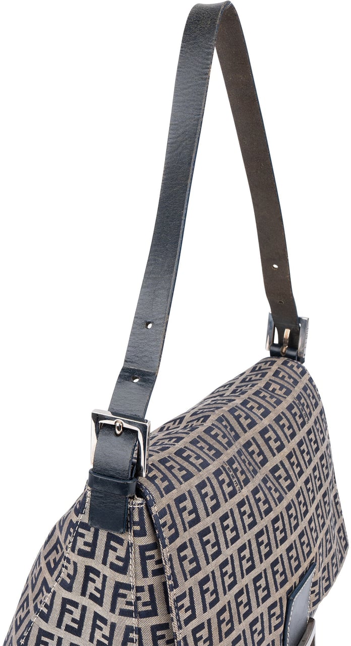 Fendi Fendi FF Monogram Baguette Buckle Shoulder Bag Blauw
