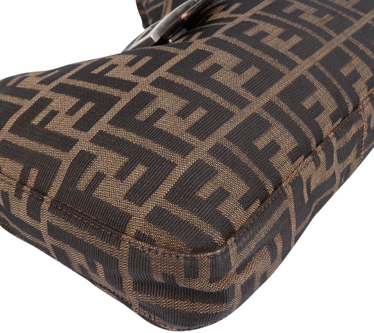 Fendi Fendi FF Monogram Baguette Buckle Shoulder Bag Bruin