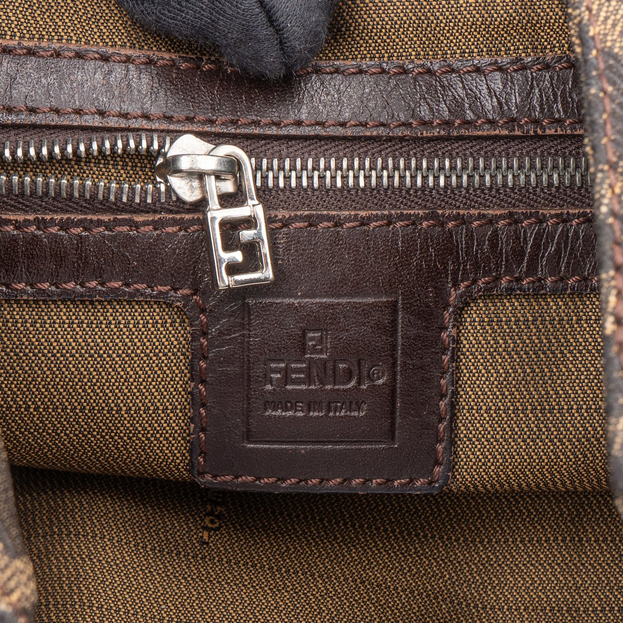 Fendi Fendi FF Monogram Baguette Buckle Shoulder Bag Bruin