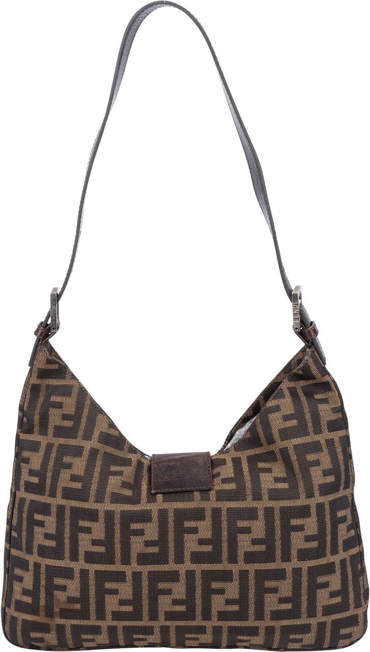 Fendi Fendi FF Monogram Baguette Buckle Shoulder Bag Bruin