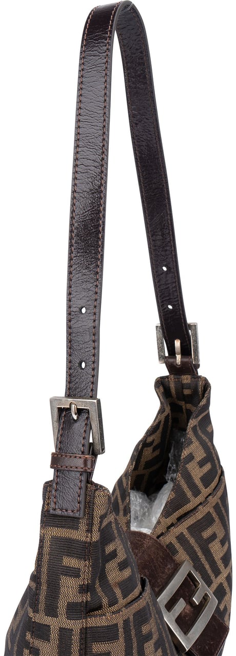 Fendi Fendi FF Monogram Baguette Buckle Shoulder Bag Bruin