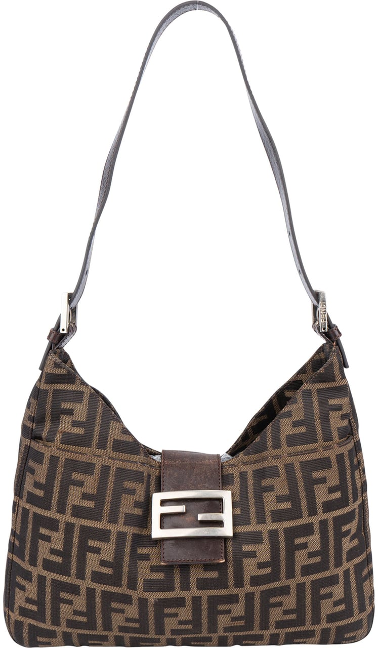 Fendi Fendi FF Monogram Baguette Buckle Shoulder Bag Bruin