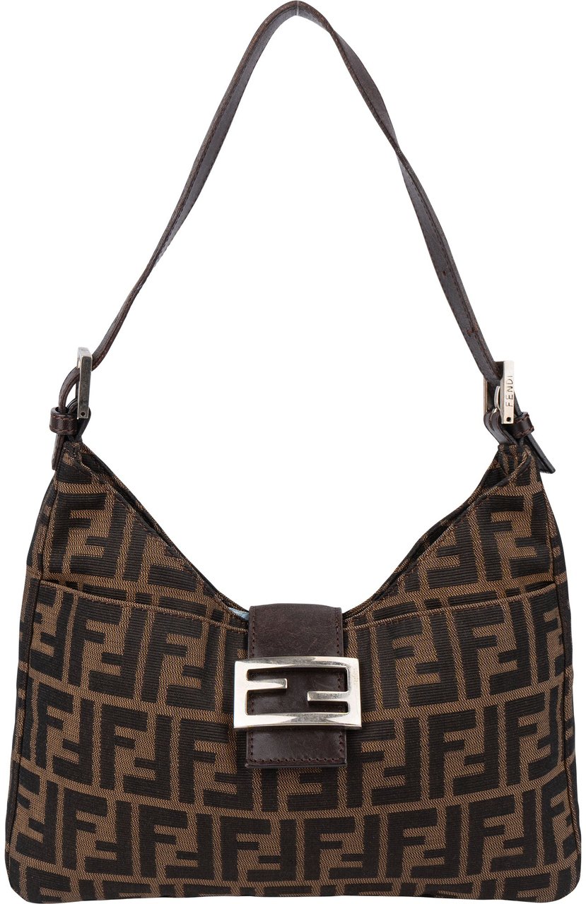 Fendi Fendi FF Monogram Baguette Buckle Shoulder Bag Bruin