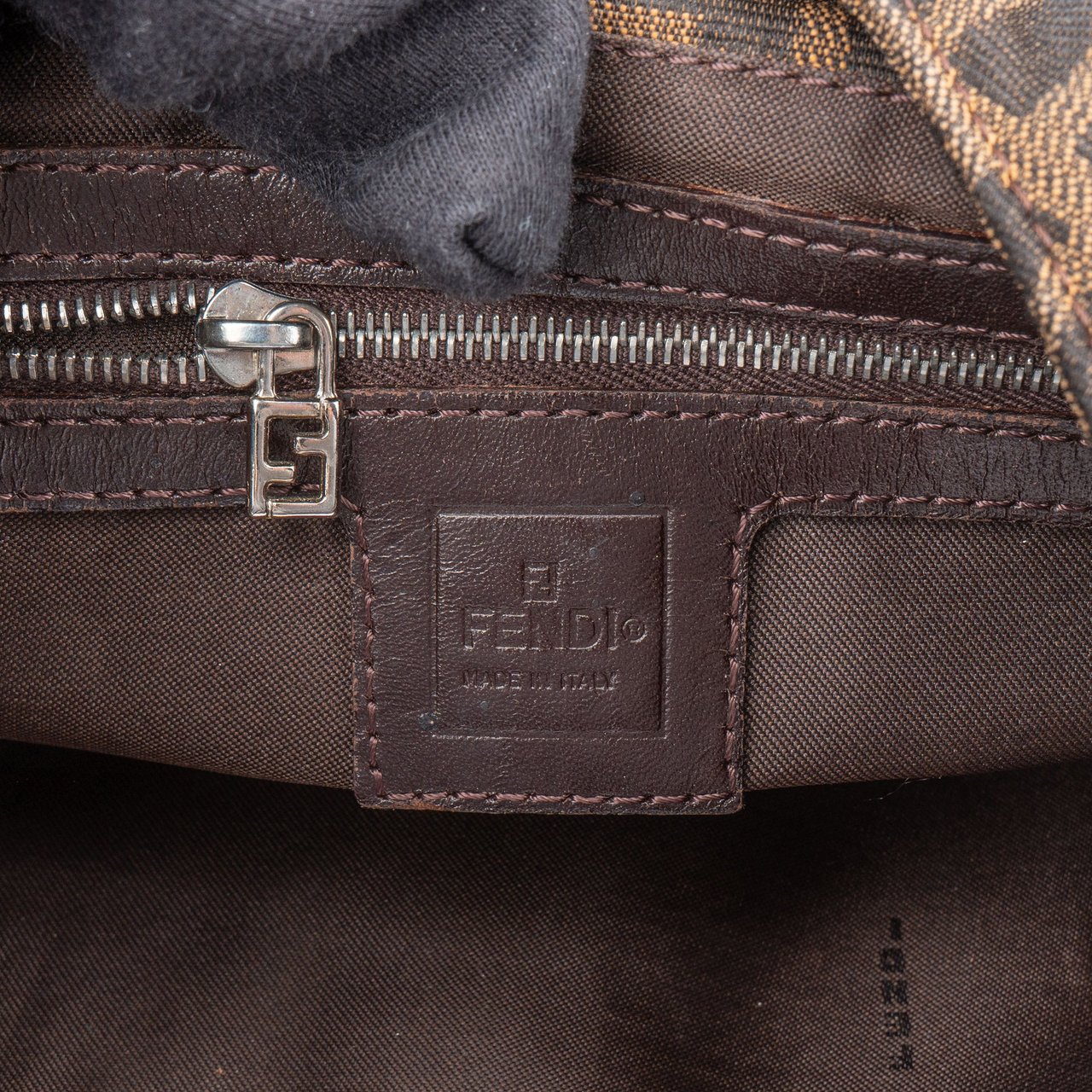 Fendi Fendi FF Monogram Baguette Buckle Shoulder Bag Bruin