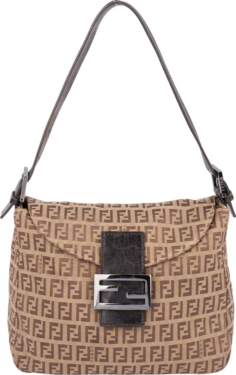 Fendi Fendi FF Monogram Baguette Buckle Handbag Bruin