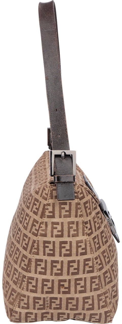 Fendi Fendi FF Monogram Baguette Buckle Handbag Bruin