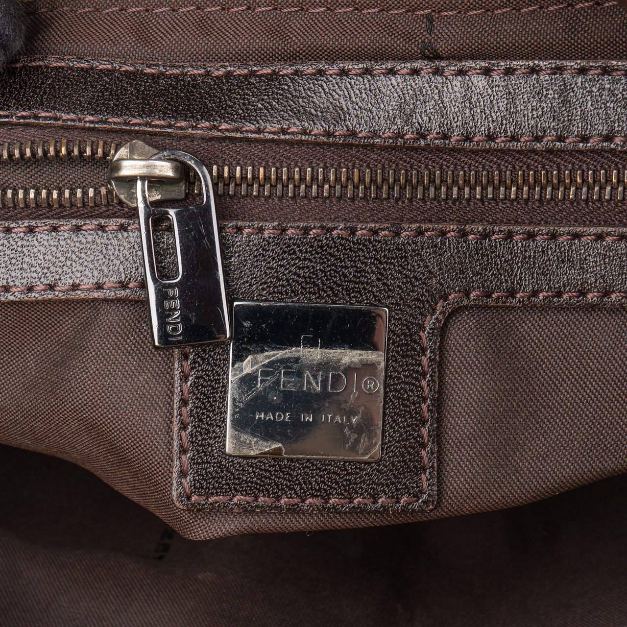 Fendi Fendi FF Monogram Baguette Buckle Handbag Bruin
