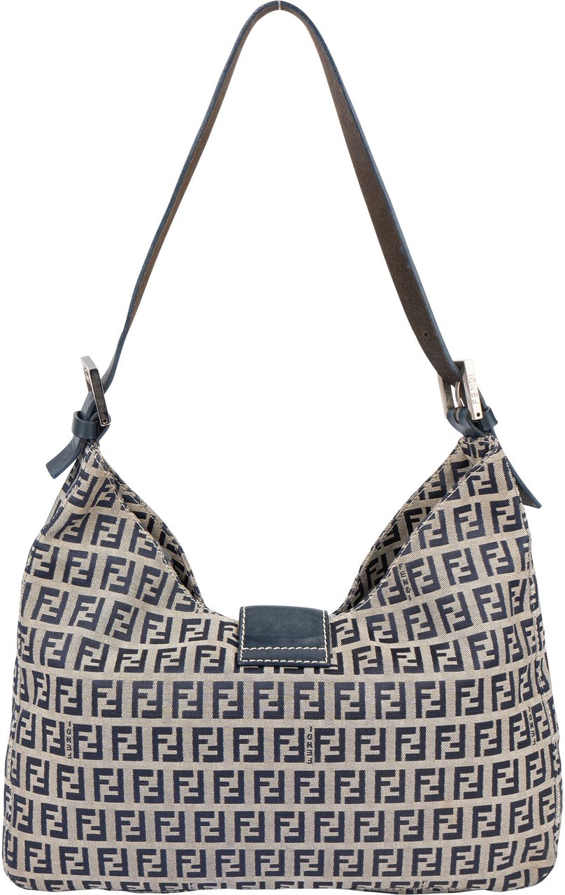 Fendi Fendi FF Monogram Baguette Buckle Shoulder Bag Blauw