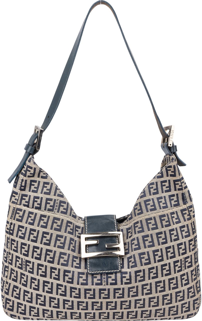Fendi Fendi FF Monogram Baguette Buckle Shoulder Bag Blauw