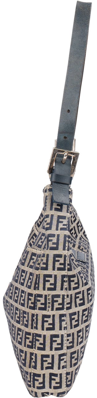 Fendi Fendi FF Monogram Baguette Buckle Shoulder Bag Blauw