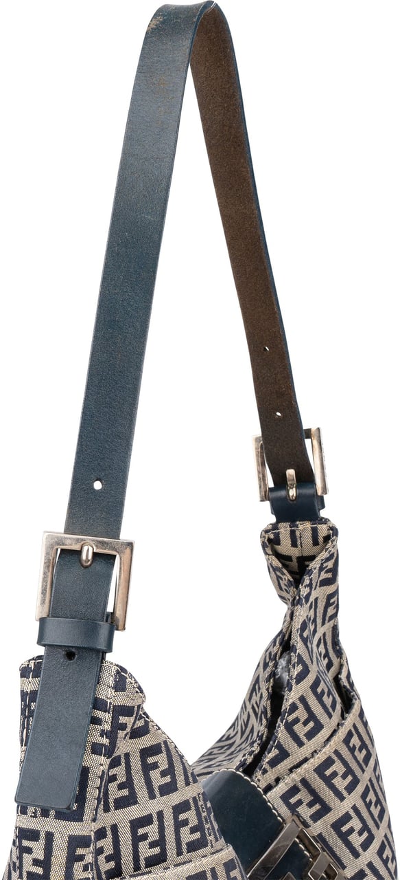 Fendi Fendi FF Monogram Baguette Buckle Shoulder Bag Blauw