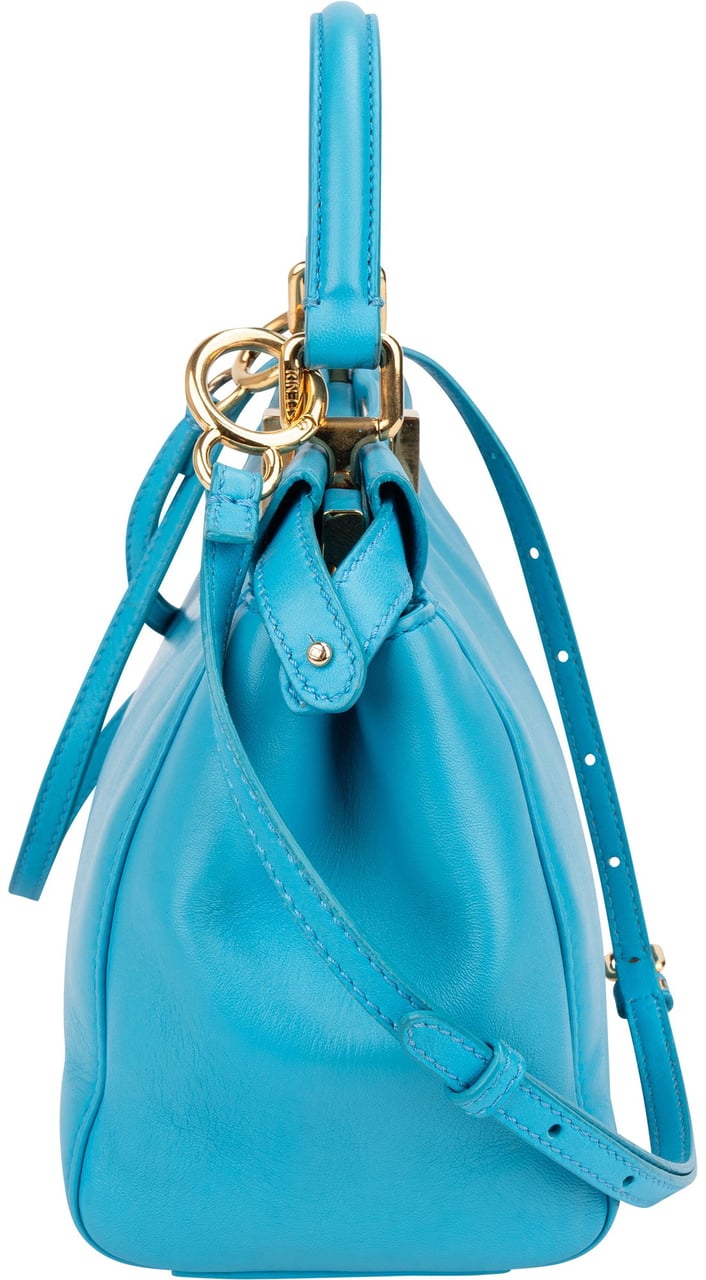 Fendi Blue Leather Peekaboo Handbag Blauw