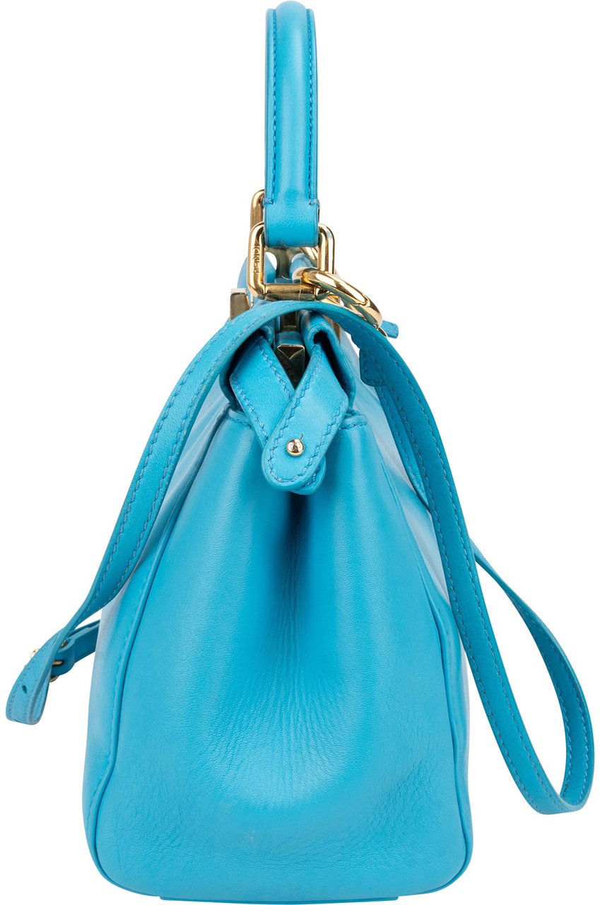 Fendi Blue Leather Peekaboo Handbag Blauw