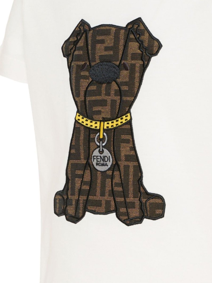 Fendi T-SHIRT WITH "DOG" LOGO Wit