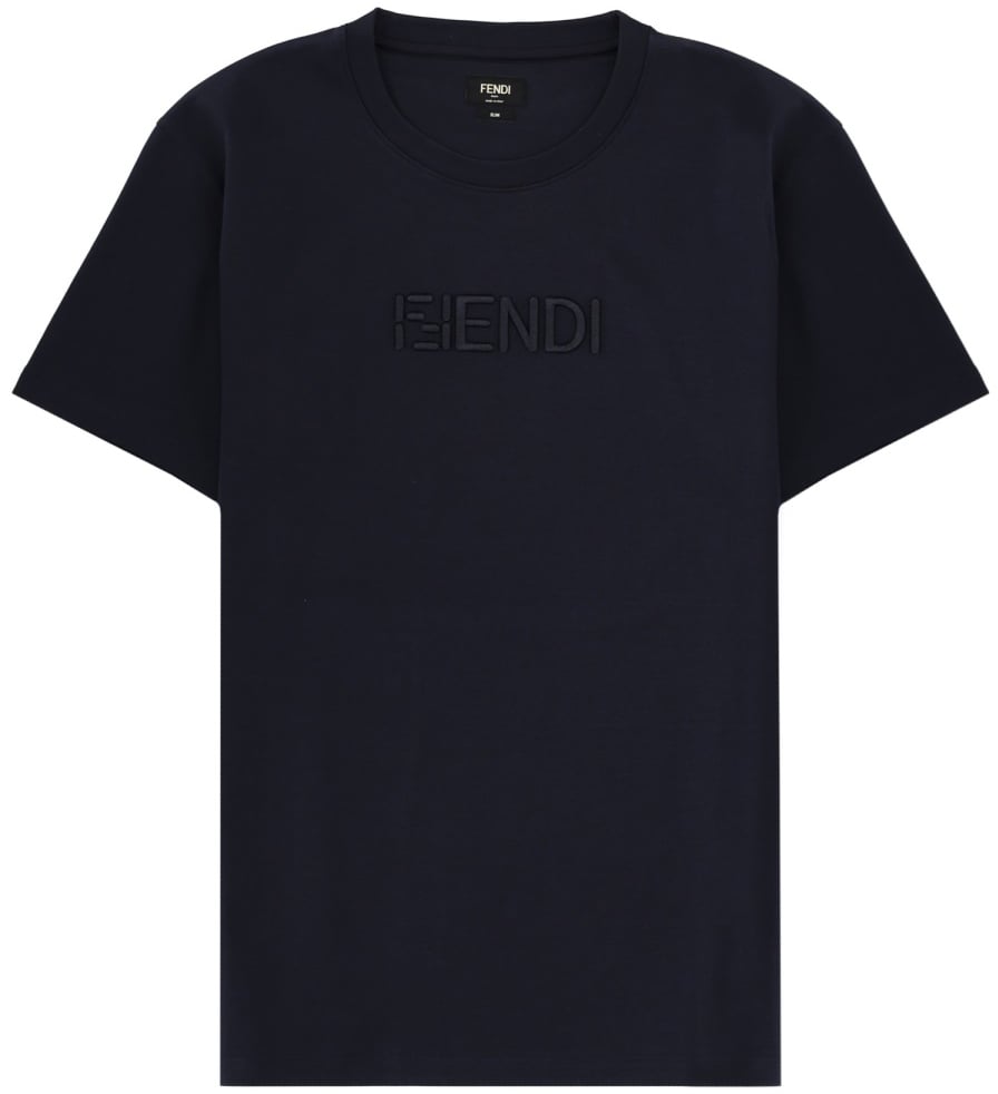 Fendi T-SHIRT CON LOGO 3D Blauw