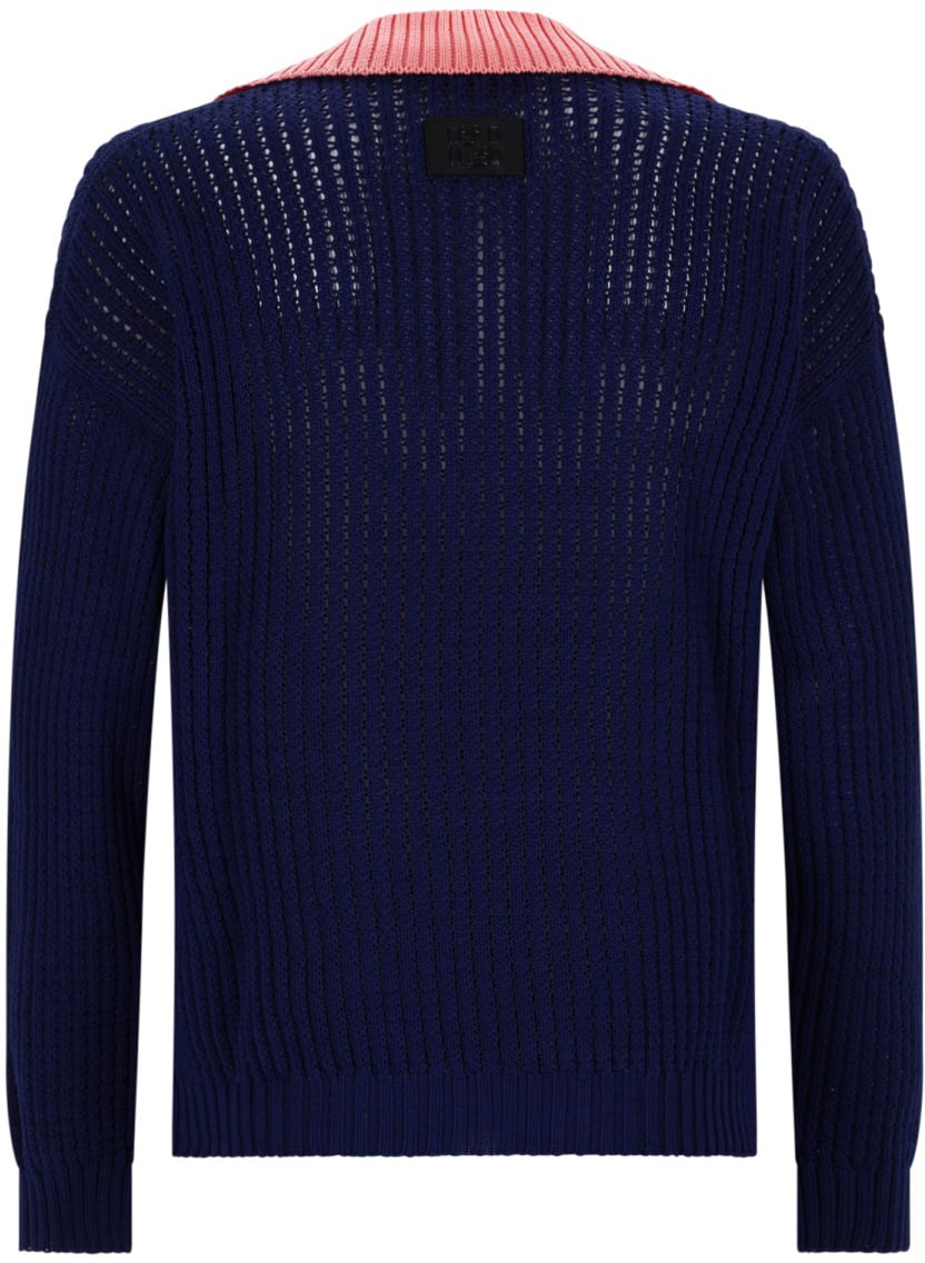 Fendi MAGLIA CON LAVORAZIONE A TRECCE CABLÉ Blauw