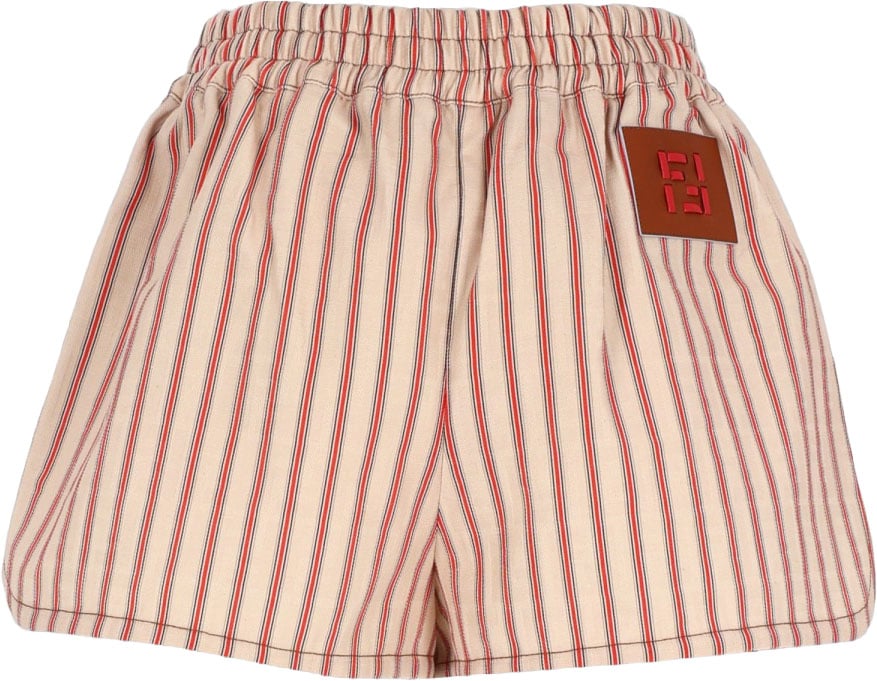Fendi SHORTS IN DENIM FF A RIGHE Beige