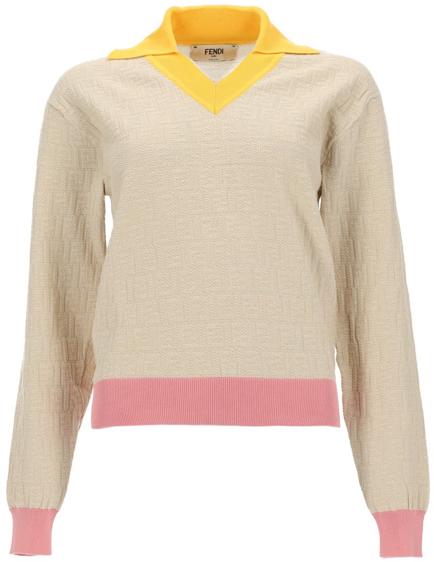 Fendi MAGLIA IN COTONE E SETA Beige