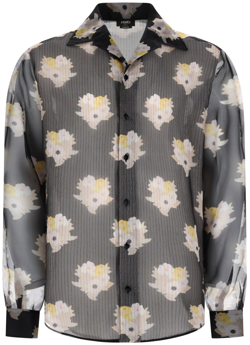 Fendi CAMICIA OVERSIZE IN SETA E COTONE Zwart