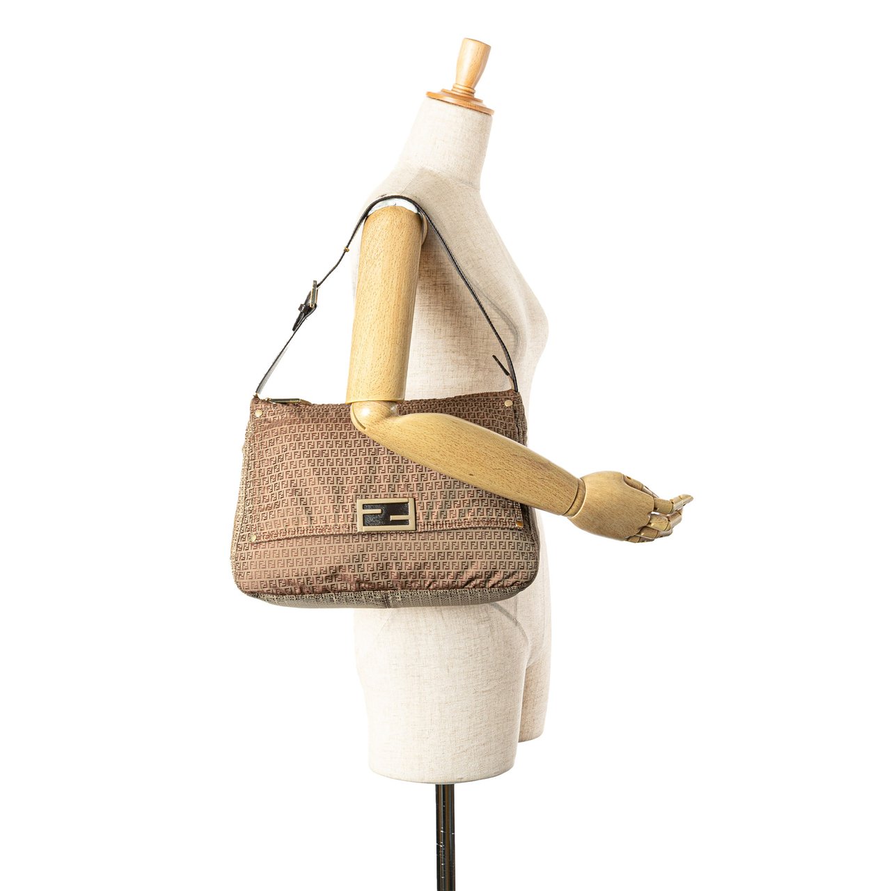 Fendi Micro Zucchino Canvas Mamma Forever Bruin