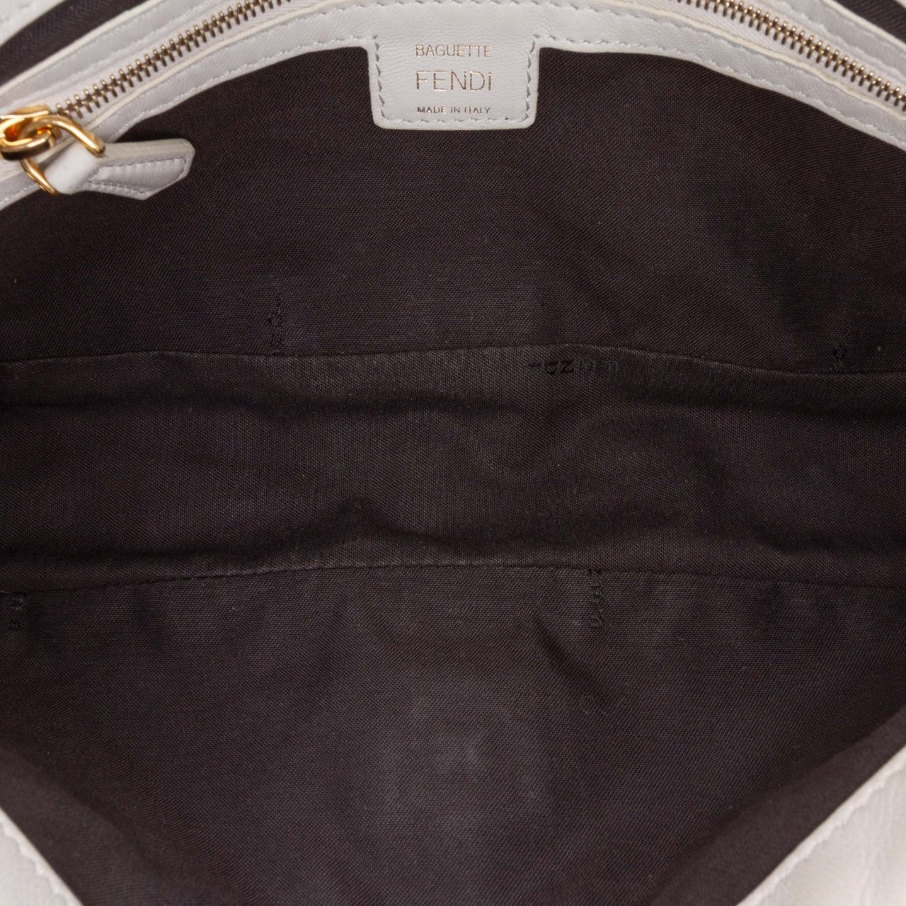 Fendi Zucca Embossed Leather Baguette Satchel Wit