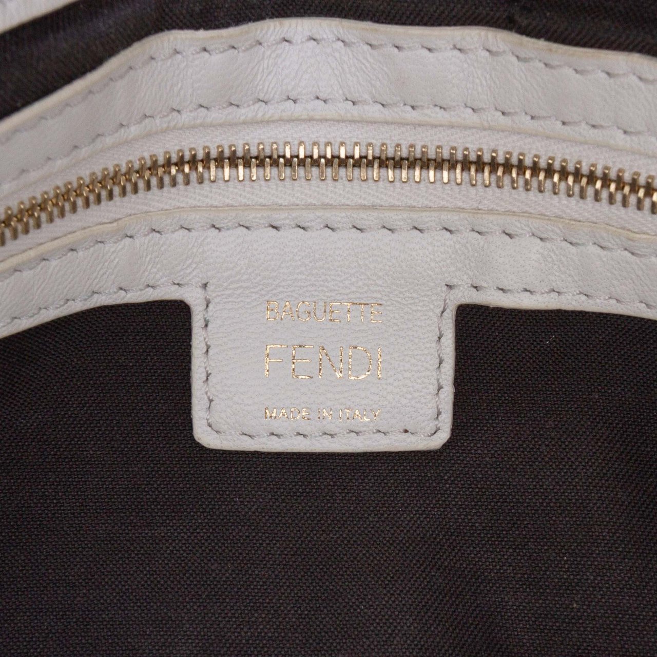 Fendi Zucca Embossed Leather Baguette Satchel Wit