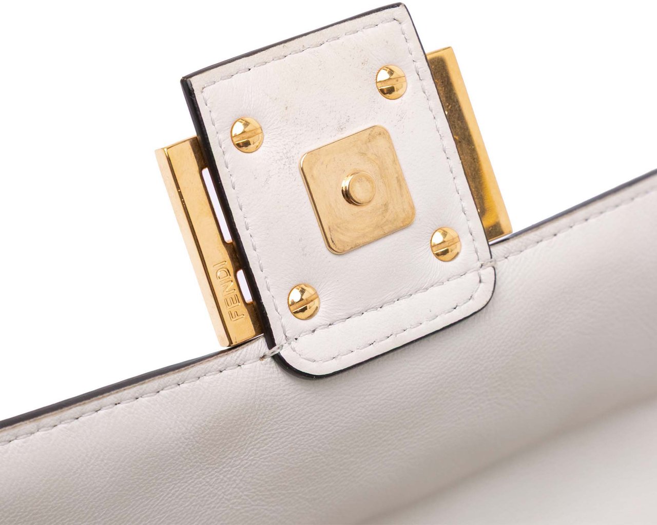 Fendi Zucca Embossed Leather Baguette Satchel Wit