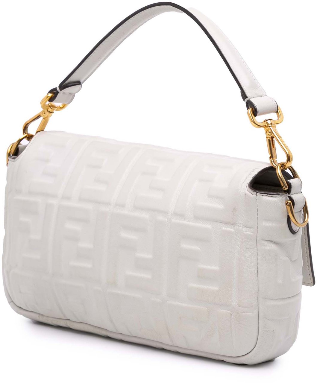 Fendi Zucca Embossed Leather Baguette Satchel Wit