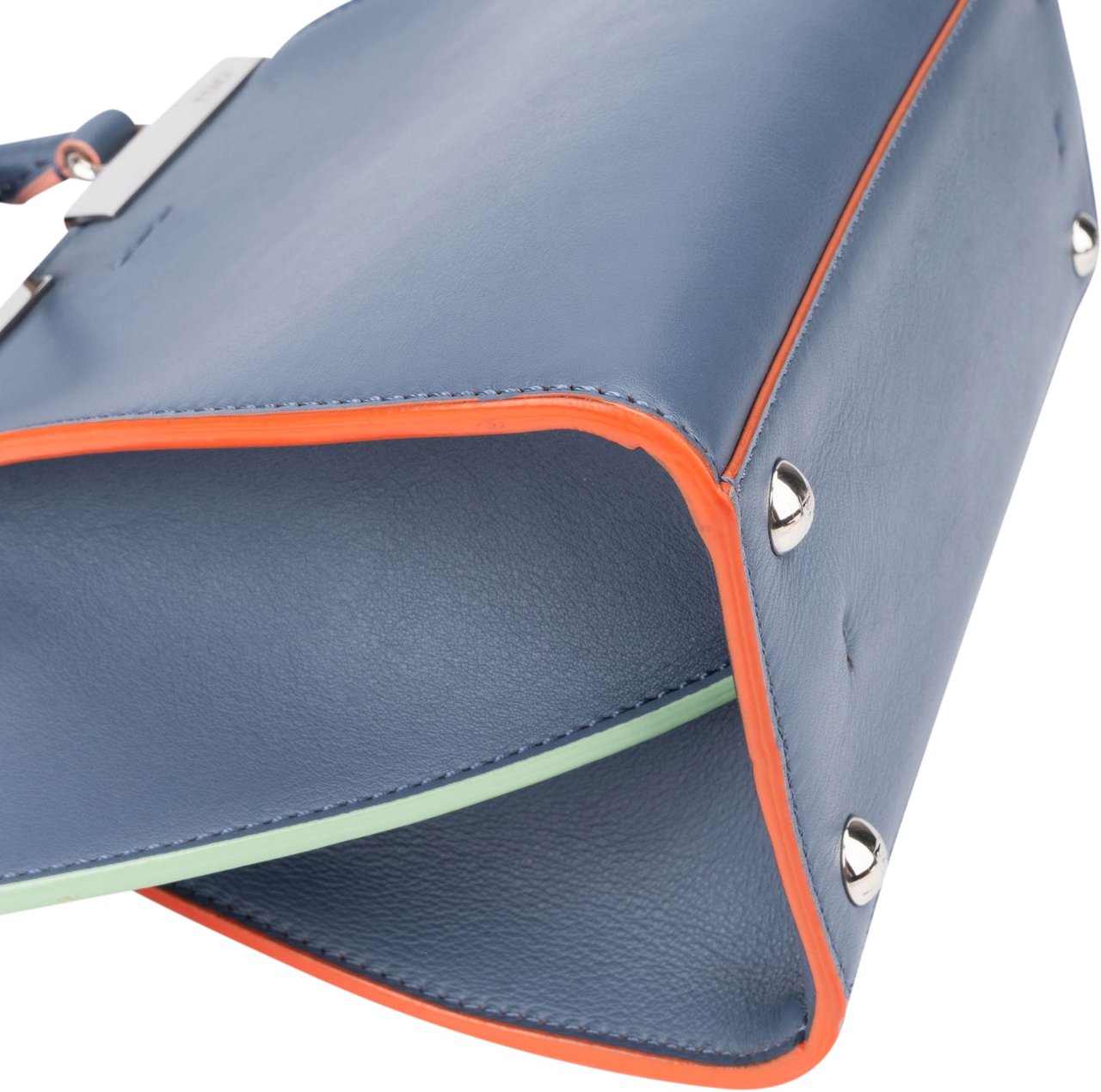 Fendi Fendi Blue Leather 3Jours Handbag Blauw