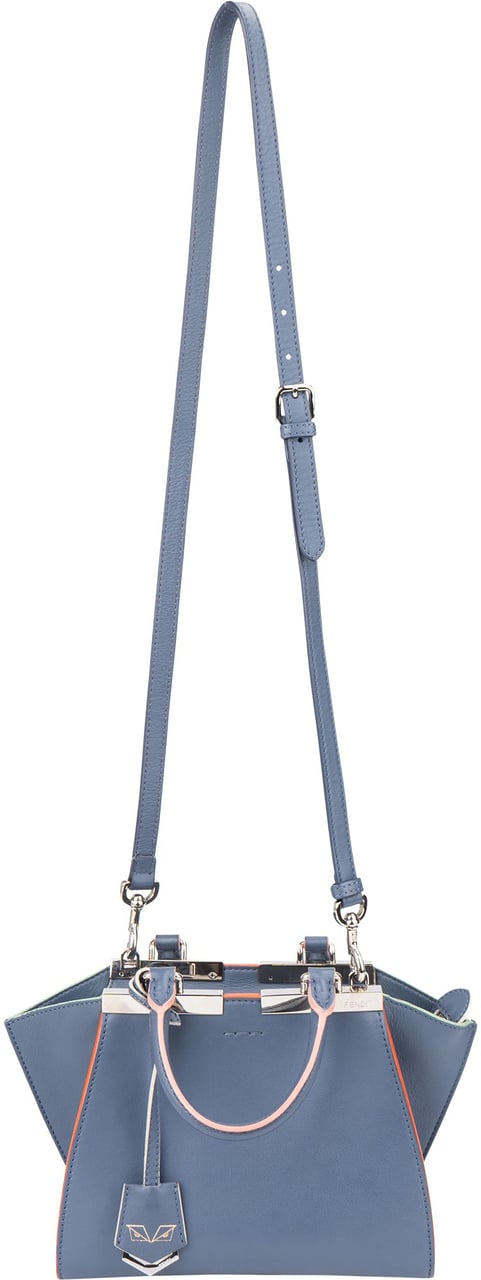 Fendi Fendi Blue Leather 3Jours Handbag Blauw