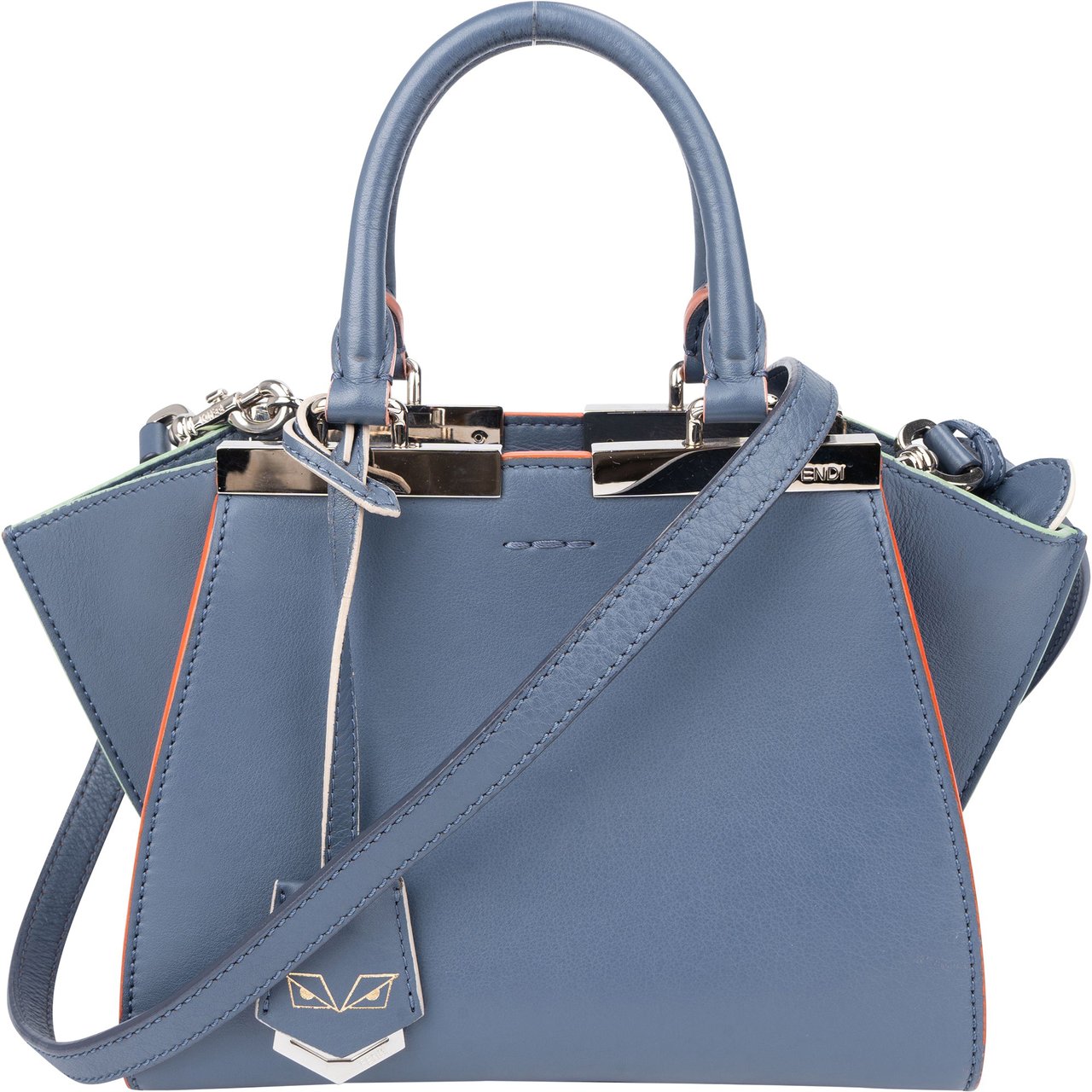 Fendi Fendi Blue Leather 3Jours Handbag Blauw