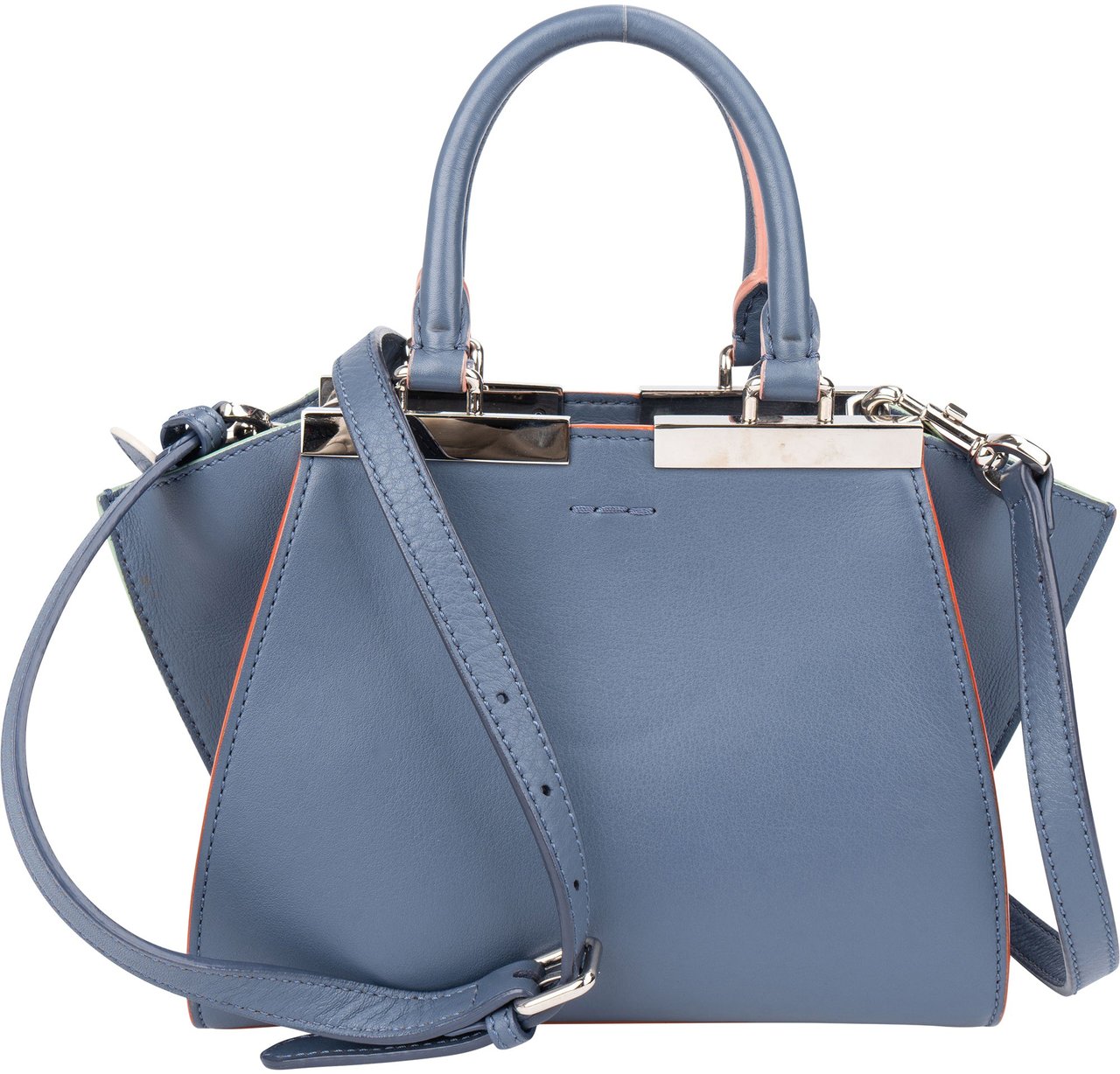 Fendi Fendi Blue Leather 3Jours Handbag Blauw