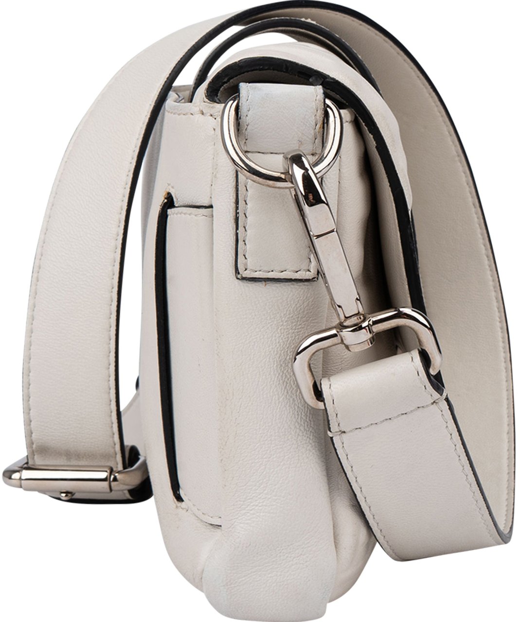 Fendi Fendi White FF Leather Monogram Baguette Crossbody Bag Wit