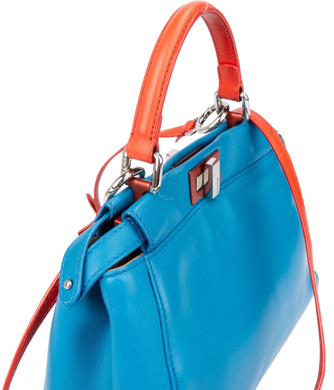 Fendi Fendi Blue Leather Peekaboo Handbag Blauw