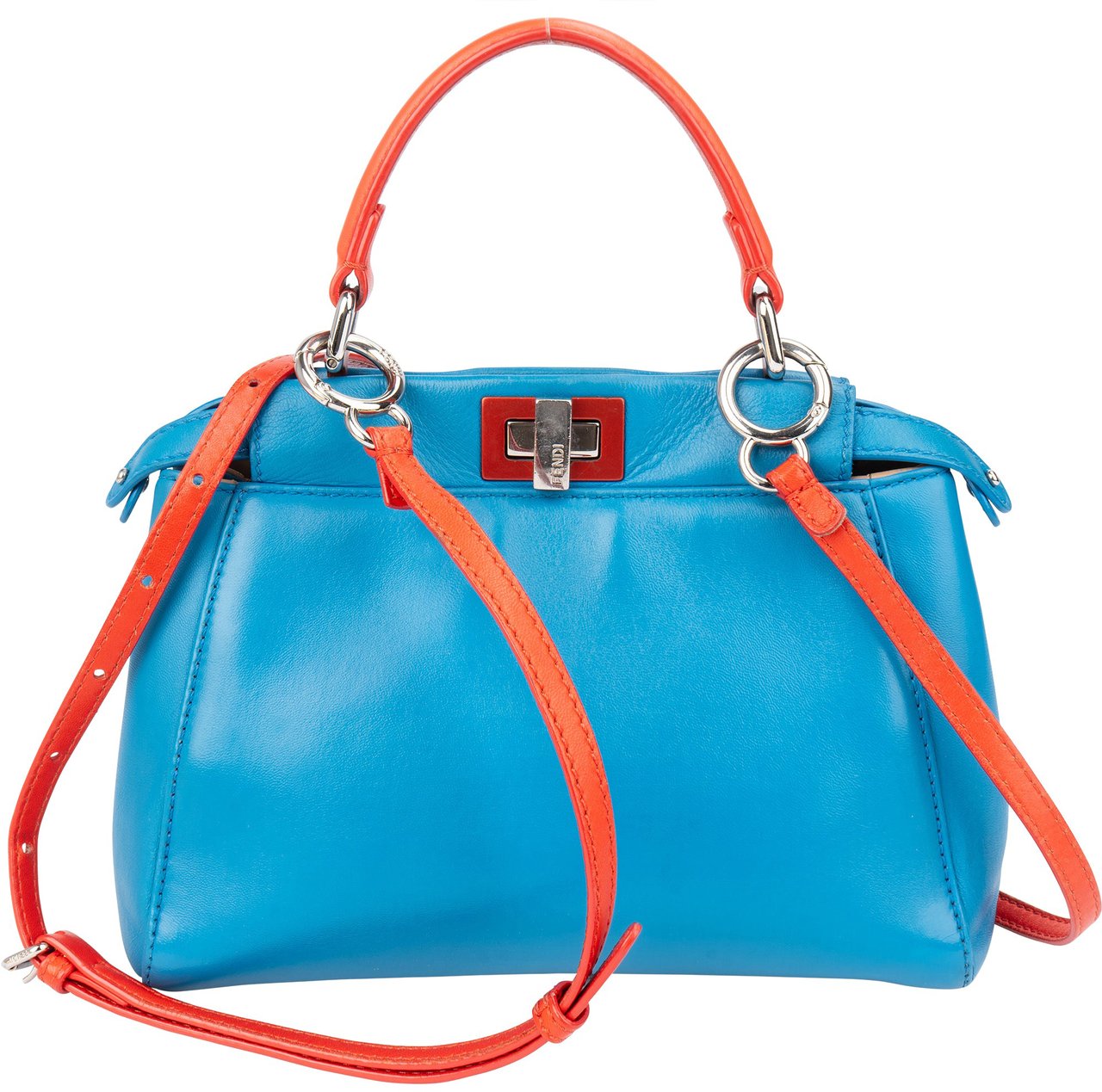 Fendi Fendi Blue Leather Peekaboo Handbag Blauw