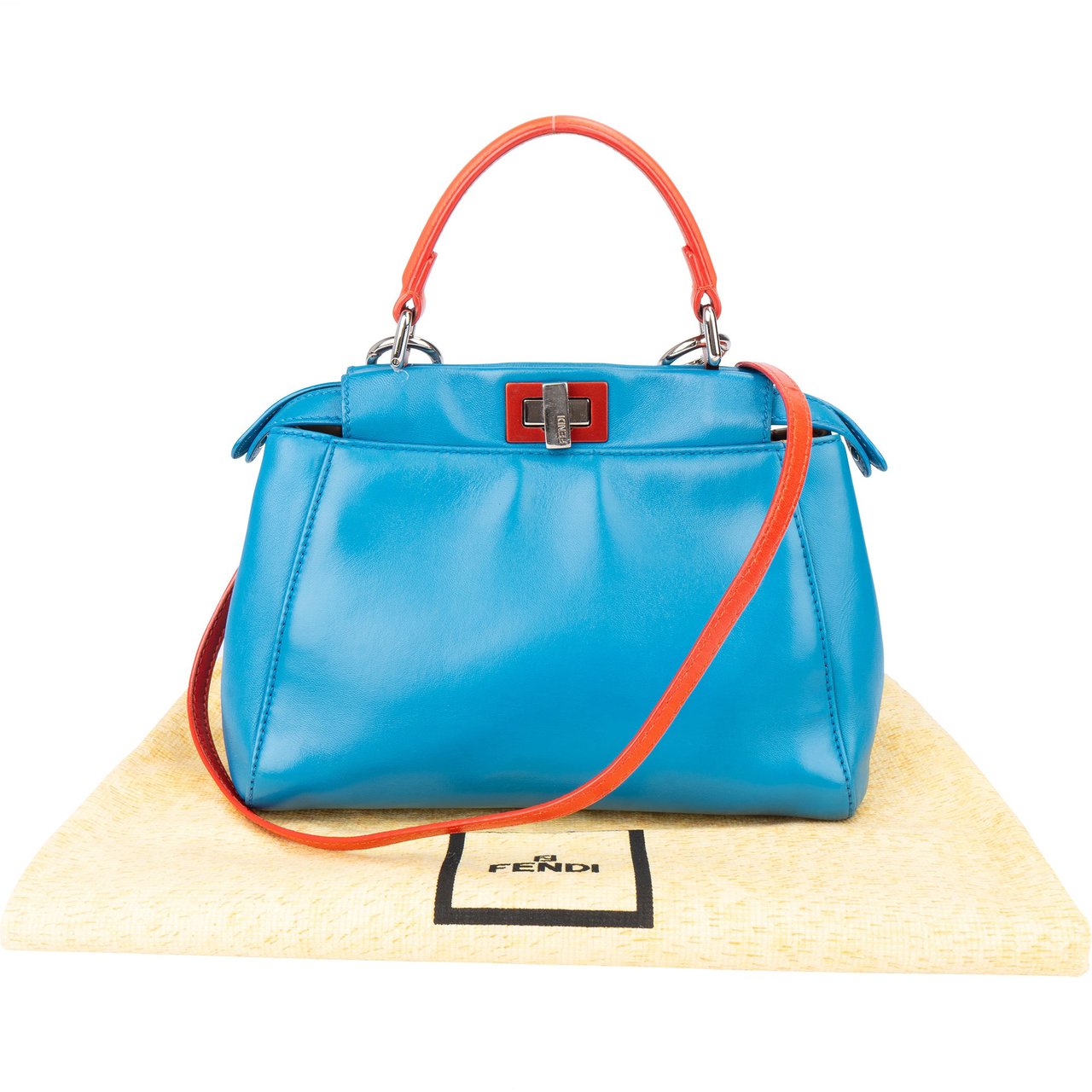Fendi Fendi Blue Leather Peekaboo Handbag Blauw