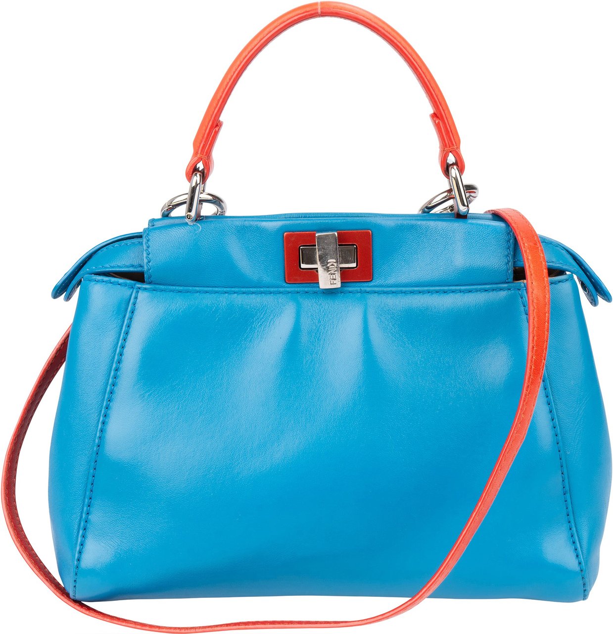 Fendi Fendi Blue Leather Peekaboo Handbag Blauw