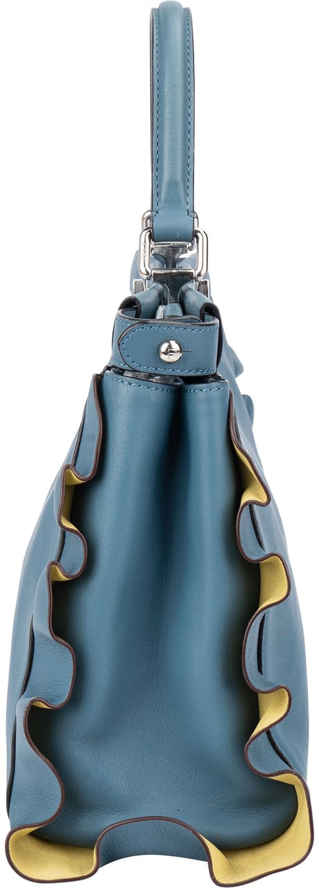 Fendi Fendi Blue Leather Peekaboo Wave Handbag Blauw
