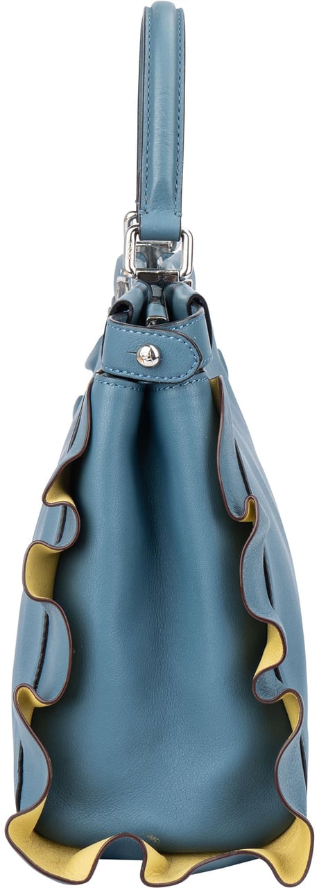 Fendi Fendi Blue Leather Peekaboo Wave Handbag Blauw