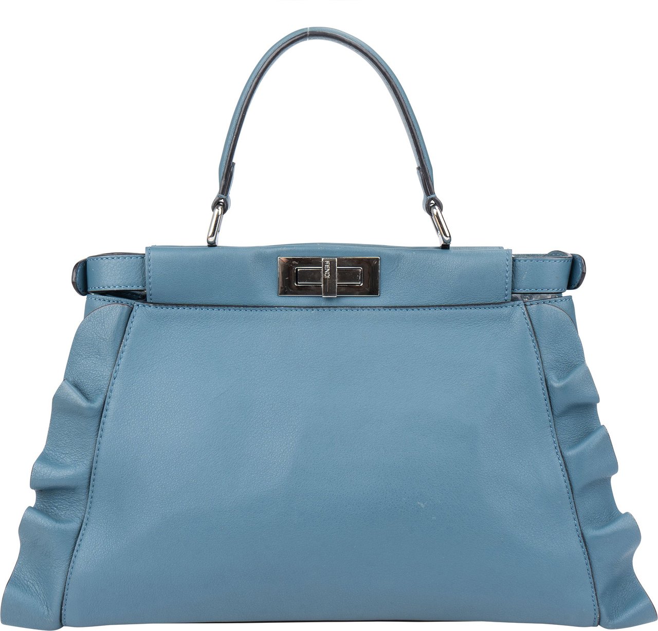 Fendi Fendi Blue Leather Peekaboo Wave Handbag Blauw