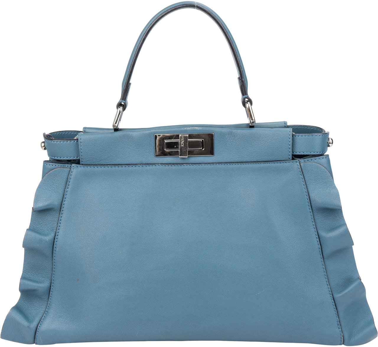 Fendi Fendi Blue Leather Peekaboo Wave Handbag Blauw