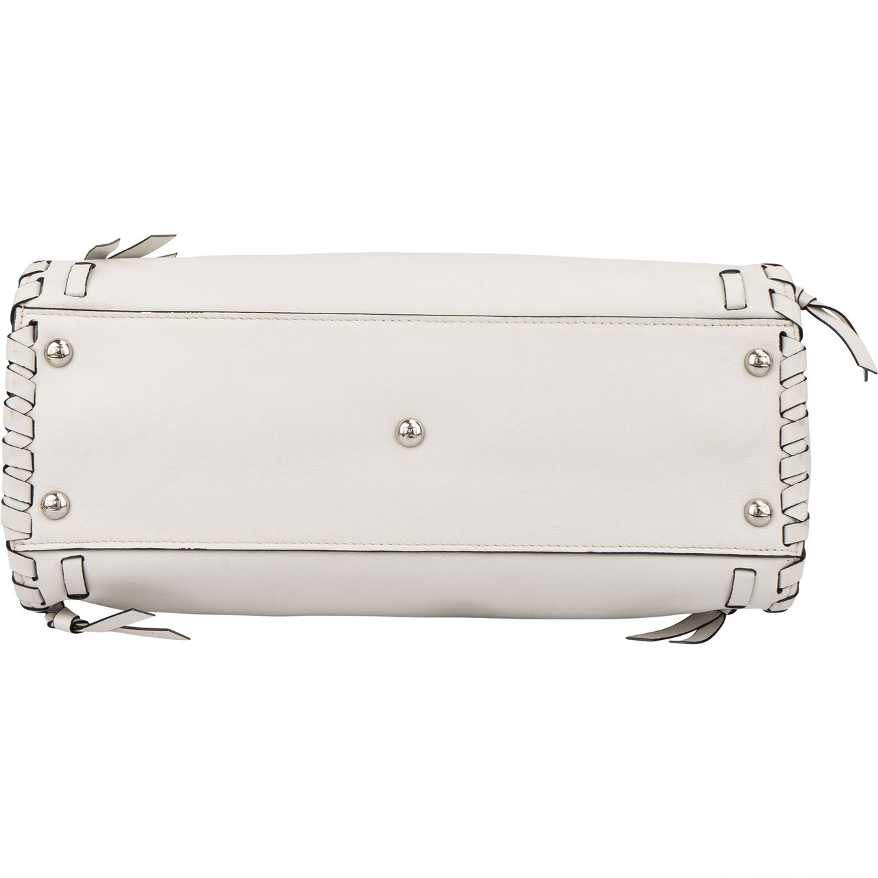 Fendi Fendi White Leather Whipstitch Peekaboo Handbag Wit
