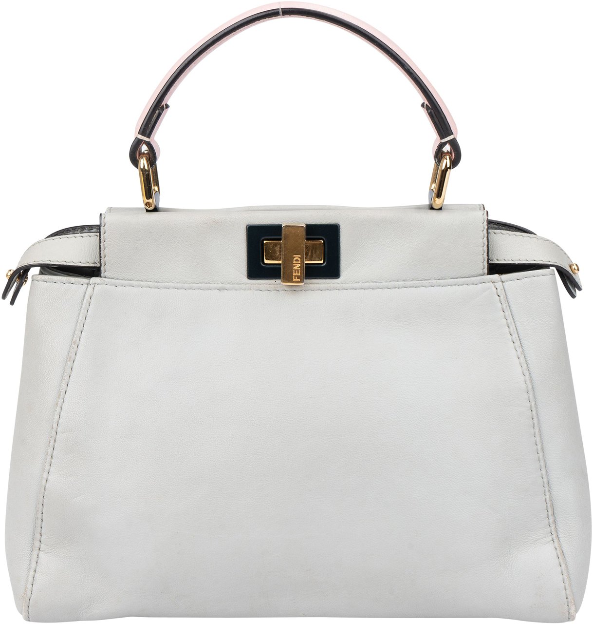 Fendi Grey Leather Peekaboo Handbag Wit