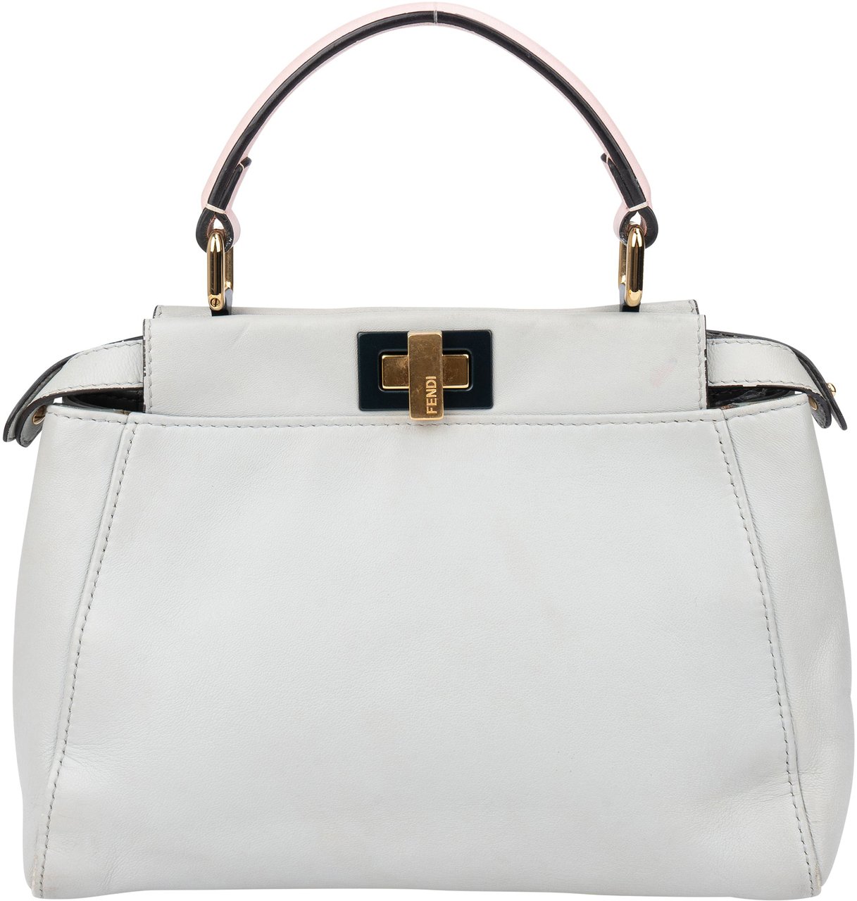 Fendi Grey Leather Peekaboo Handbag Wit