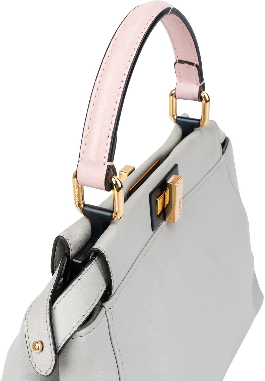Fendi Grey Leather Peekaboo Handbag Wit