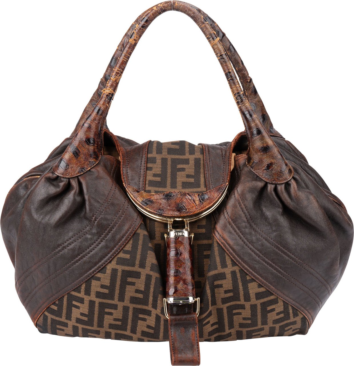 Fendi Fendi FF Monogram Spy Handbag Bruin