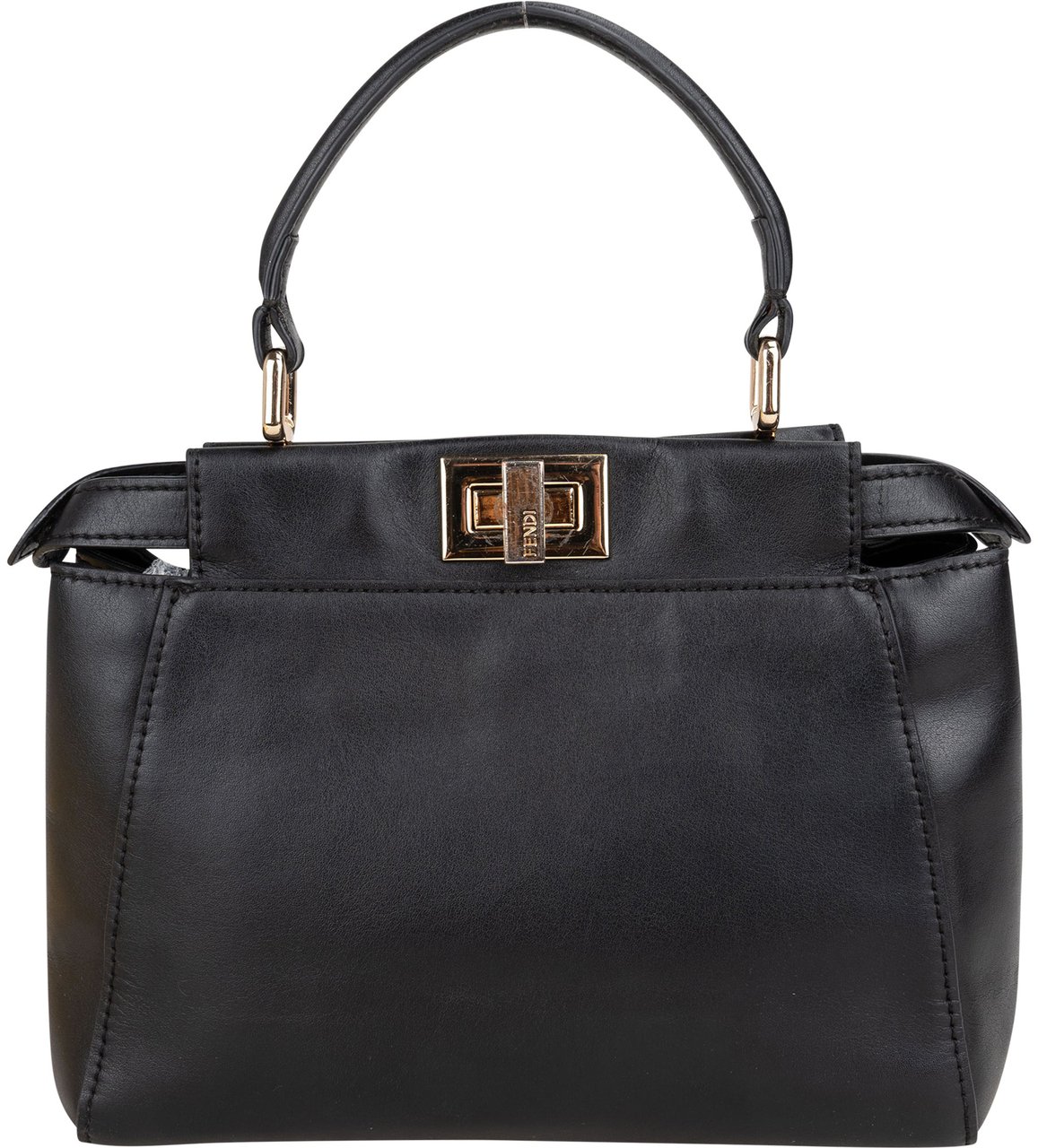 Fendi Black Leather Peekaboo Handbag Zwart